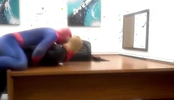 Spiderman Humps Robber He Finds In An Office