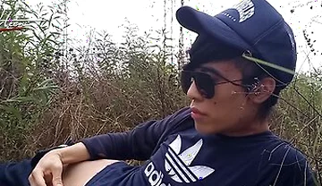 Gay Asian Twink Jon Arteen Speaks French, Masturbates His Smooth Penis In The Rain, Lubricated