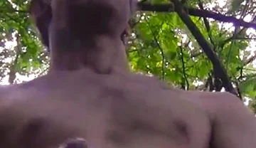 Nice and Long Cumshot, Shirtless, in a Public Forest