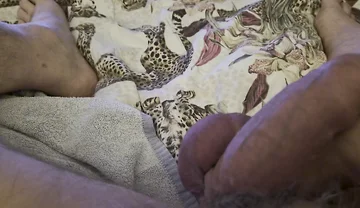 Grandpa Sits in the Armchair and Plays with His Cock with a Dildo in His Ass