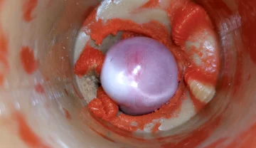 The Camera Inside the Deep Pussy Records a Huge Ejaculation with a Stuck Condom 4K