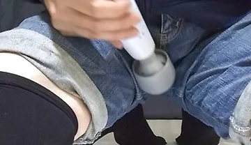 A Boys Stepdaughter Wearing Jeans Pee While Playing With An Electric Massager