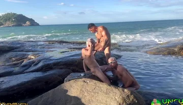 3 Hung Latinos Fuck Bareback Public Beach Hardcore Anal Yuri Diaz