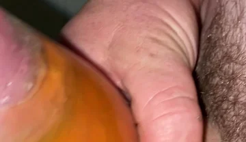 Uncut Cock with Tied Balls Pisses and Cums in Condom